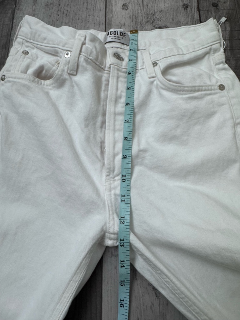 Agolde Women’s Nico High Rise Jeans White Denim Button Fly 25 - Picture 8 of 10